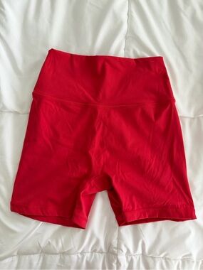 High-Waist Red Women’s Bike Shorts